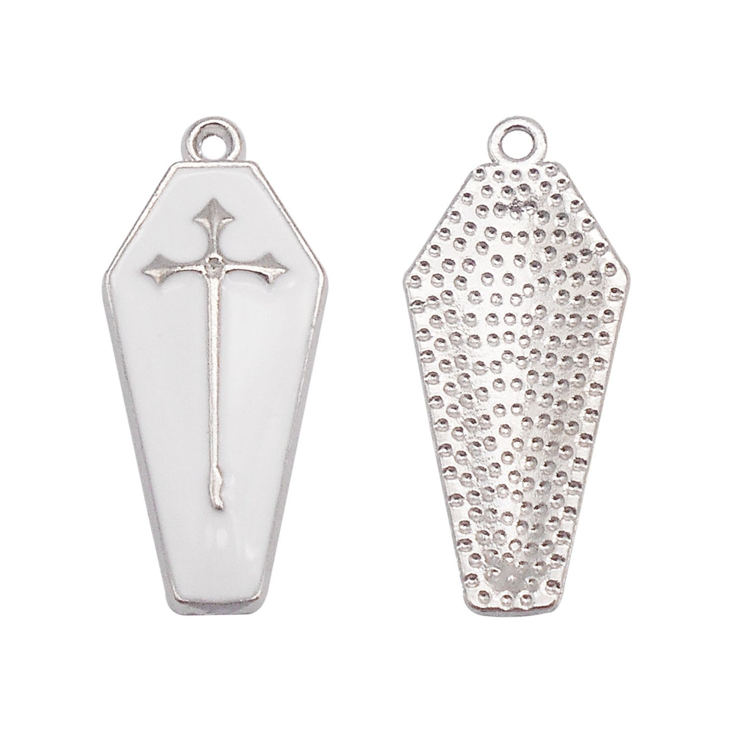 6Pcs Enamel Cross Coffin Charms 26x11mm Metal Halloween Pendants for DIY Jewelry Making, Necklace Earrings Decor, Crafts Supplies