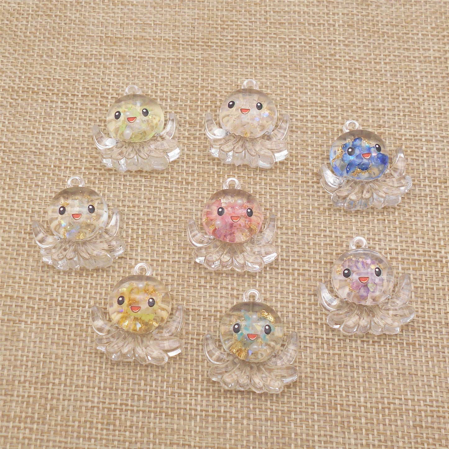 10Pcs 27x25mm Cute 3D Octopus Charms Transparent Resin Marine Animal Dangle for Pendant Jewelry Making, DIY Crafts Decor