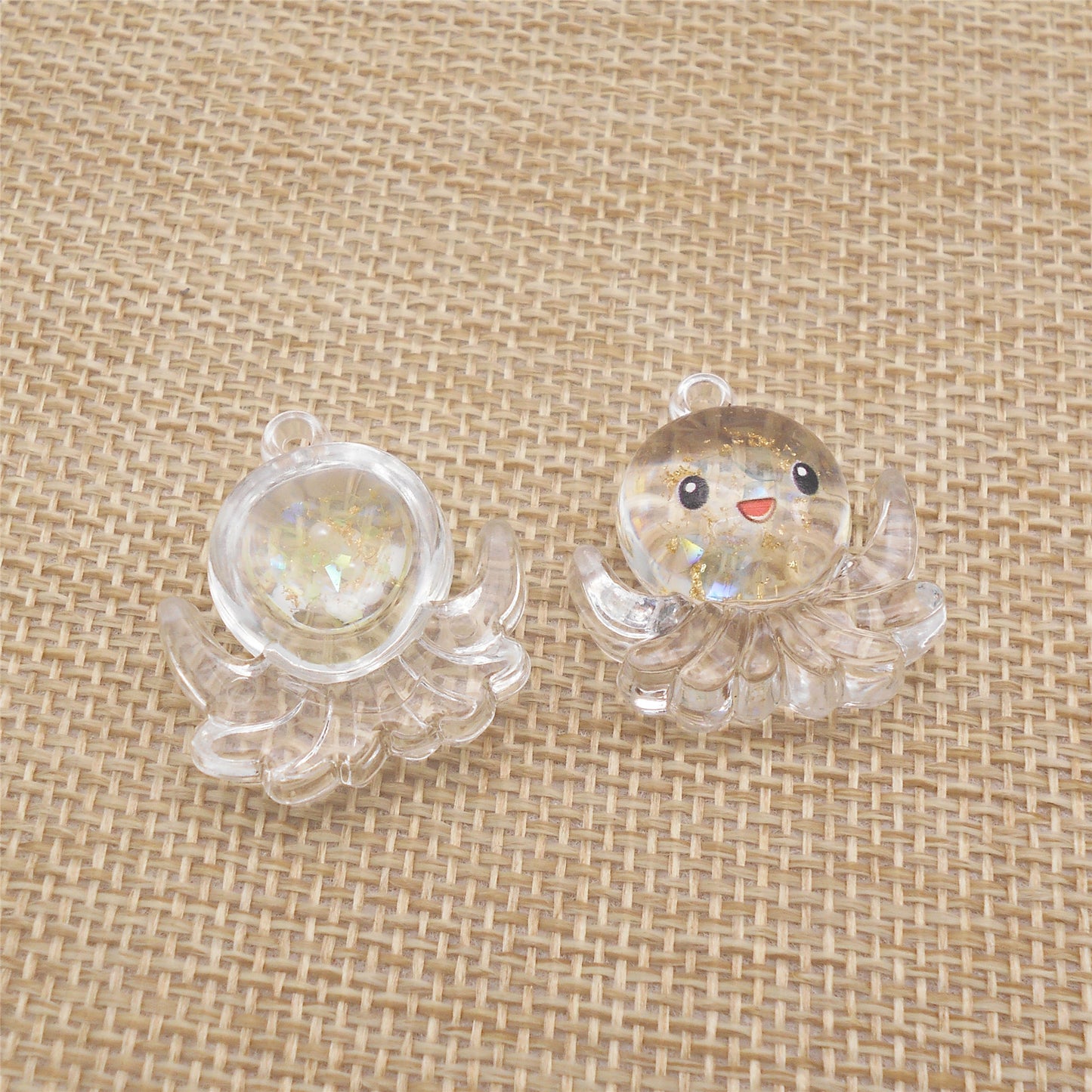 10Pcs 27x25mm Cute 3D Octopus Charms Transparent Resin Marine Animal Dangle for Pendant Jewelry Making, DIY Crafts Decor