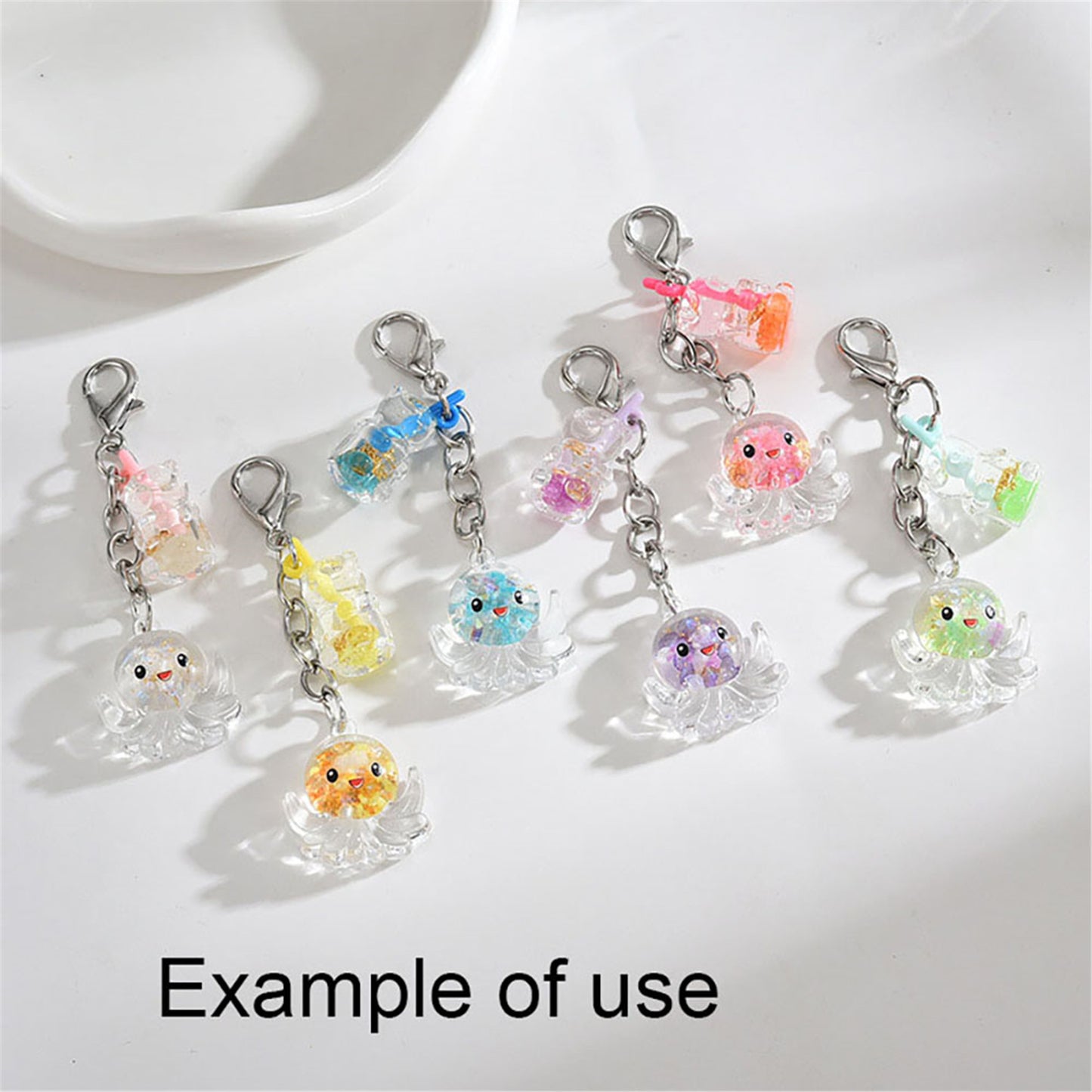10Pcs 27x25mm Cute 3D Octopus Charms Transparent Resin Marine Animal Dangle for Pendant Jewelry Making, DIY Crafts Decor