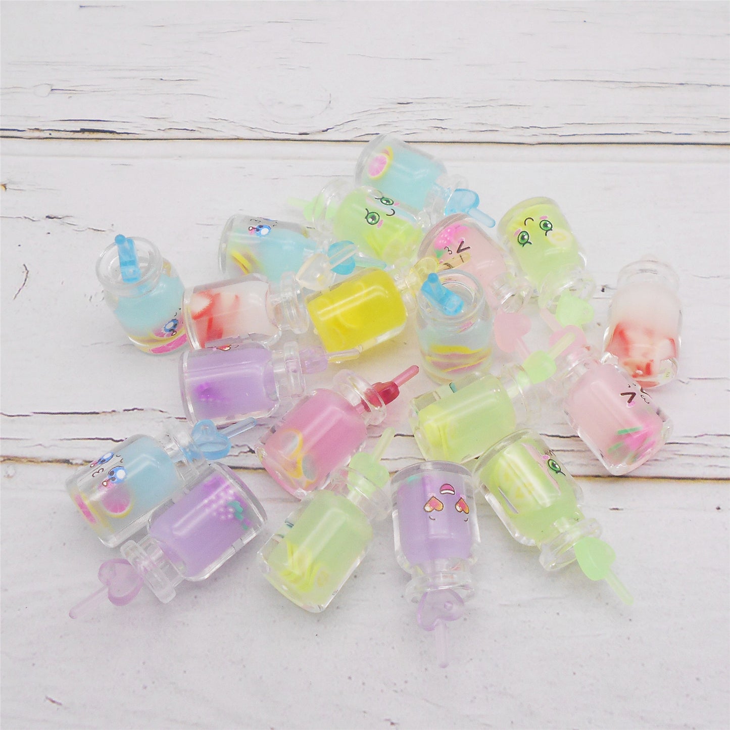 10Pcs 34x15mm Cute Emoji Mugs Charm Transparent Resin Simile Face Cup Dangle Pendant for Jewelry Making, Keychain Decor, DIY Crafts Supplies