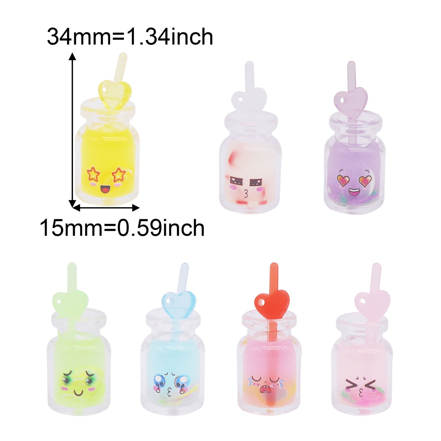 10Pcs 34x15mm Cute Emoji Mugs Charm Transparent Resin Simile Face Cup Dangle Pendant for Jewelry Making, Keychain Decor, DIY Crafts Supplies