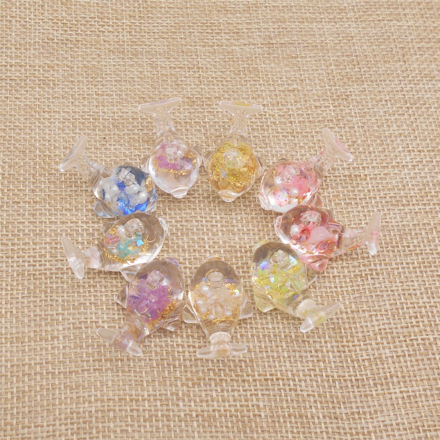 10Pcs Resin 3D Whale Charm with Gold Glitter Decoration 17x28mm Transparent Sea Animal Pendants for Necklace Earrings Making, DIY Jewelry Crafts Decor