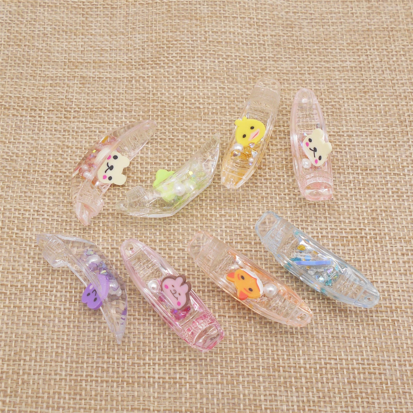 10pcs Cute Animal Boat Charm 14x41mm Transparent Resin Pendant DIY Accessories for Jewelry Necklace Bracelet Earrings Making, Crafts Phone Chain Decor