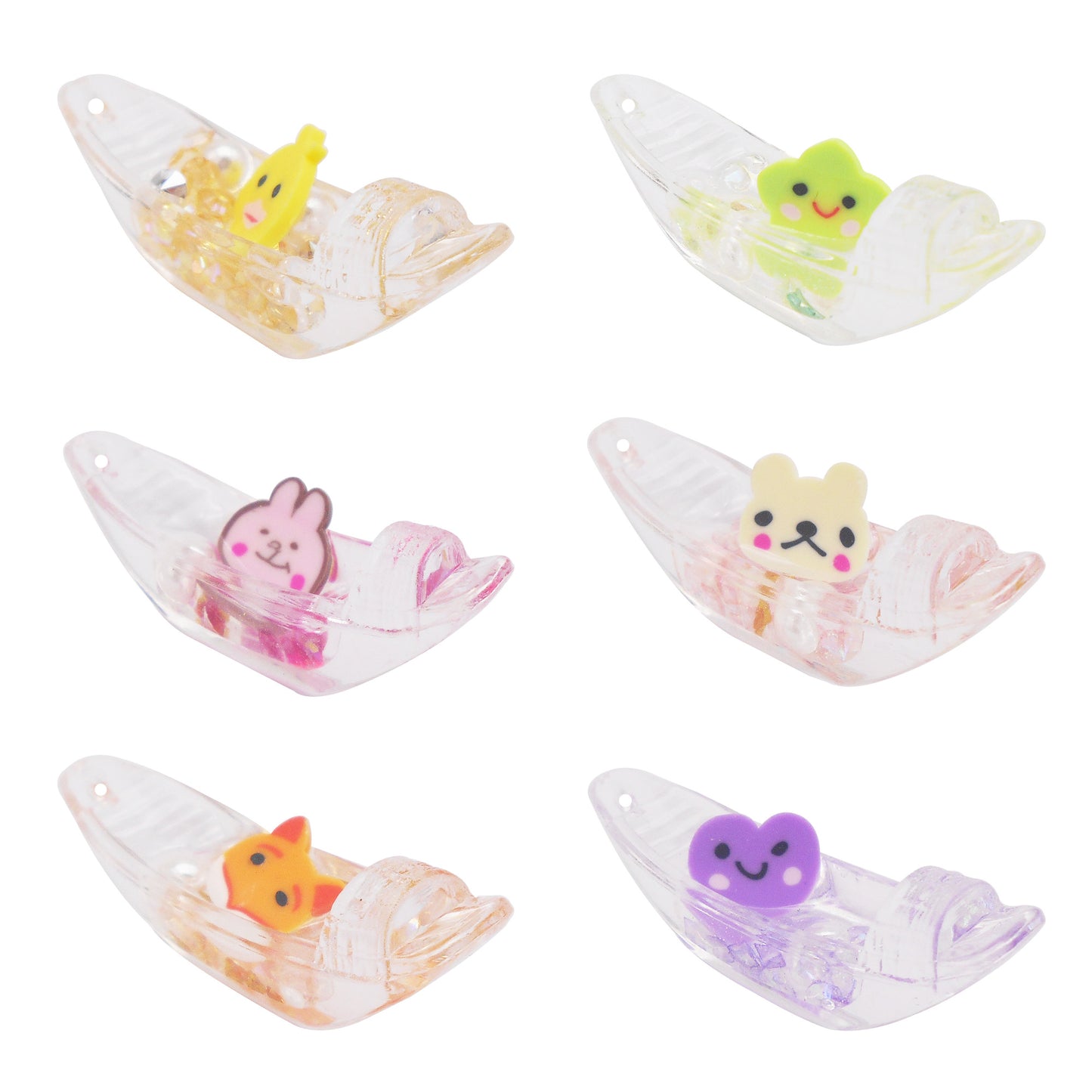 10pcs Cute Animal Boat Charm 14x41mm Transparent Resin Pendant DIY Accessories for Jewelry Necklace Bracelet Earrings Making, Crafts Phone Chain Decor
