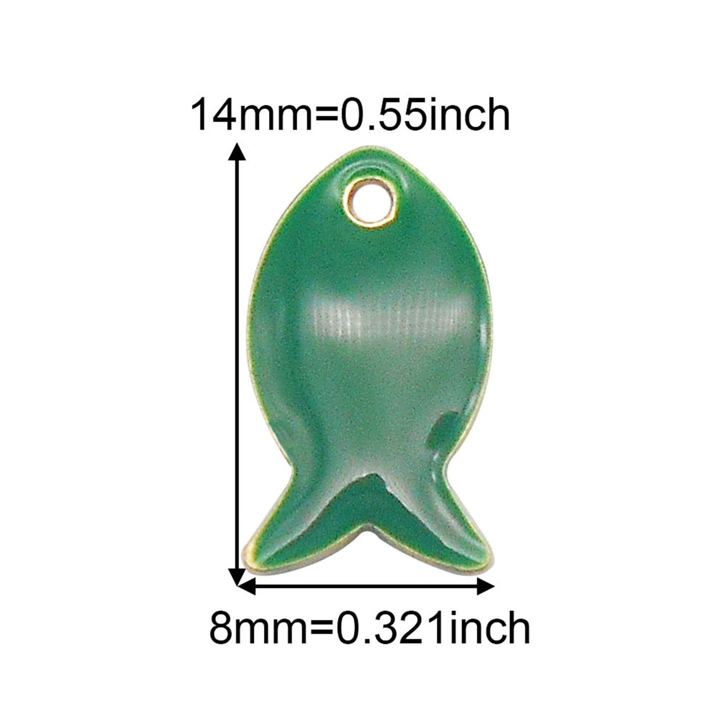9Pcs Smooth Enamel Brass Fish Charms 14x8mm Double-Sided Sea Fish Pendants for DIY Crafts Supplies, Necklace Bracelet Earrings Dangle Decor, Minimalist Jewelry Charm