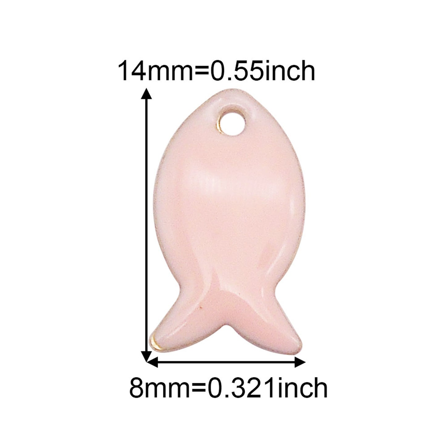 9Pcs Smooth Enamel Brass Fish Charms 14x8mm Double-Sided Sea Fish Pendants for DIY Crafts Supplies, Necklace Bracelet Earrings Dangle Decor, Minimalist Jewelry Charm