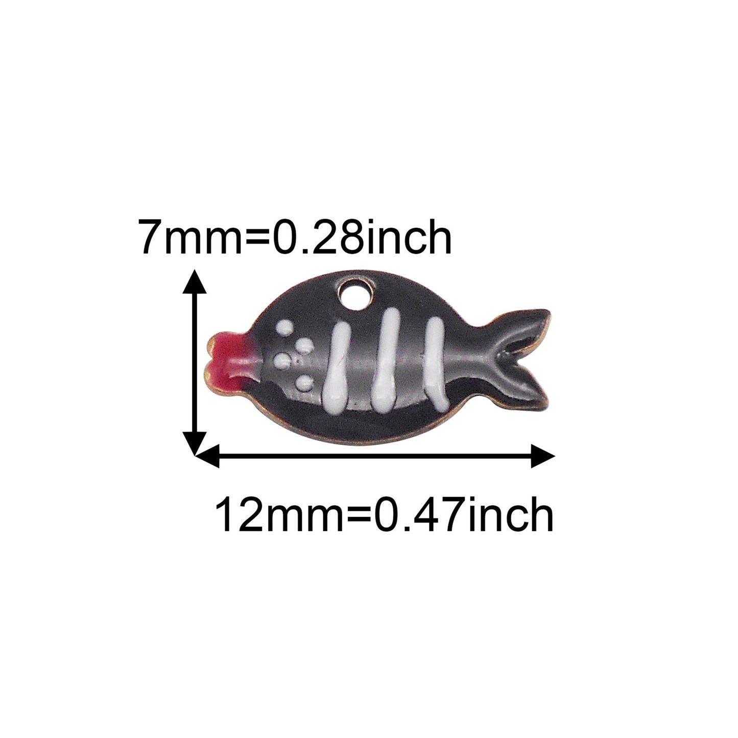 2Pcs Double-Sided Brass Fish Charms with Stripe & Polka Dot Decoration 7x12mm Enamel Marine Fish Pendants for Jewelry Making DIY Crafts Supplies Earrings Phone Chain Decor