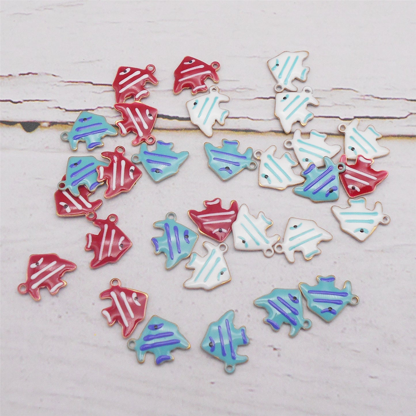 3Pcs Enamel Sea Fish Charm 12x9mm Brass Angelfish Pendants Double-Sided Dangle for Jewelry Making Accessories, DIY Crafts Supplies, Phone Chain Decor