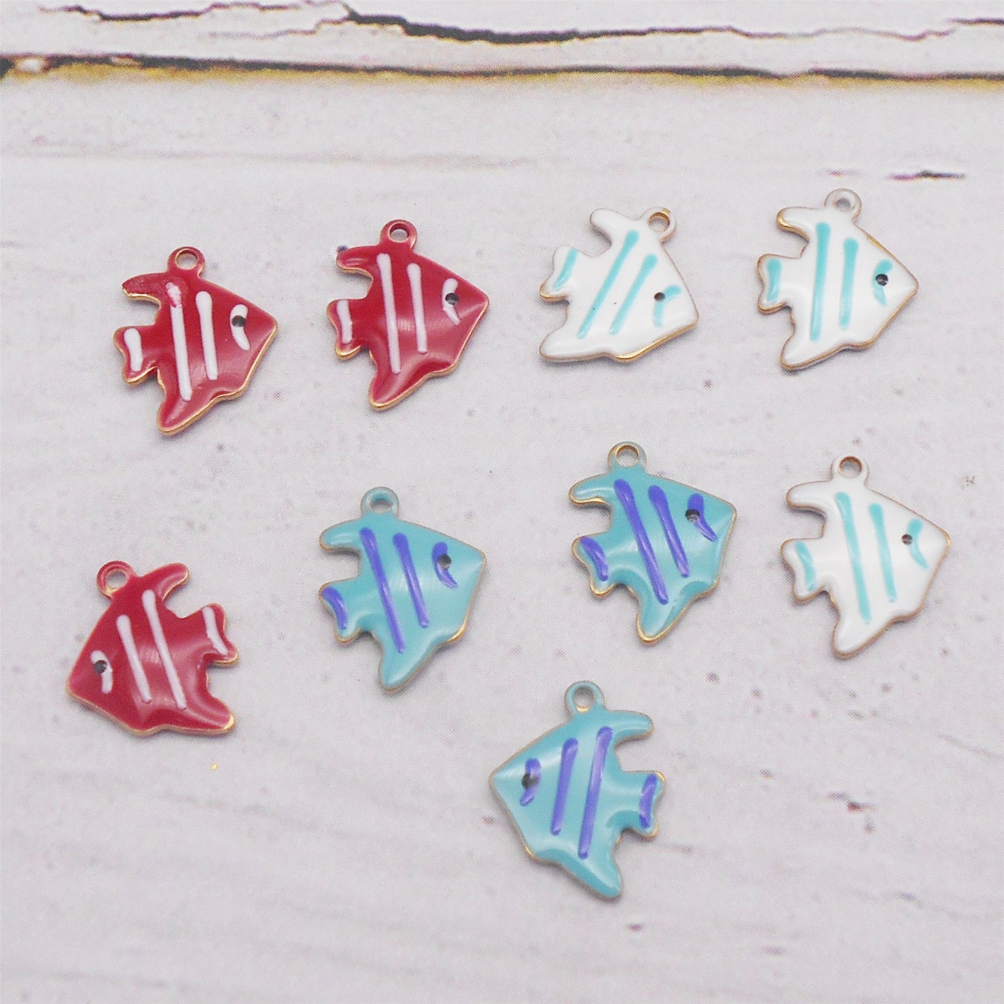 3Pcs Enamel Sea Fish Charm 12x9mm Brass Angelfish Pendants Double-Sided Dangle for Jewelry Making Accessories, DIY Crafts Supplies, Phone Chain Decor