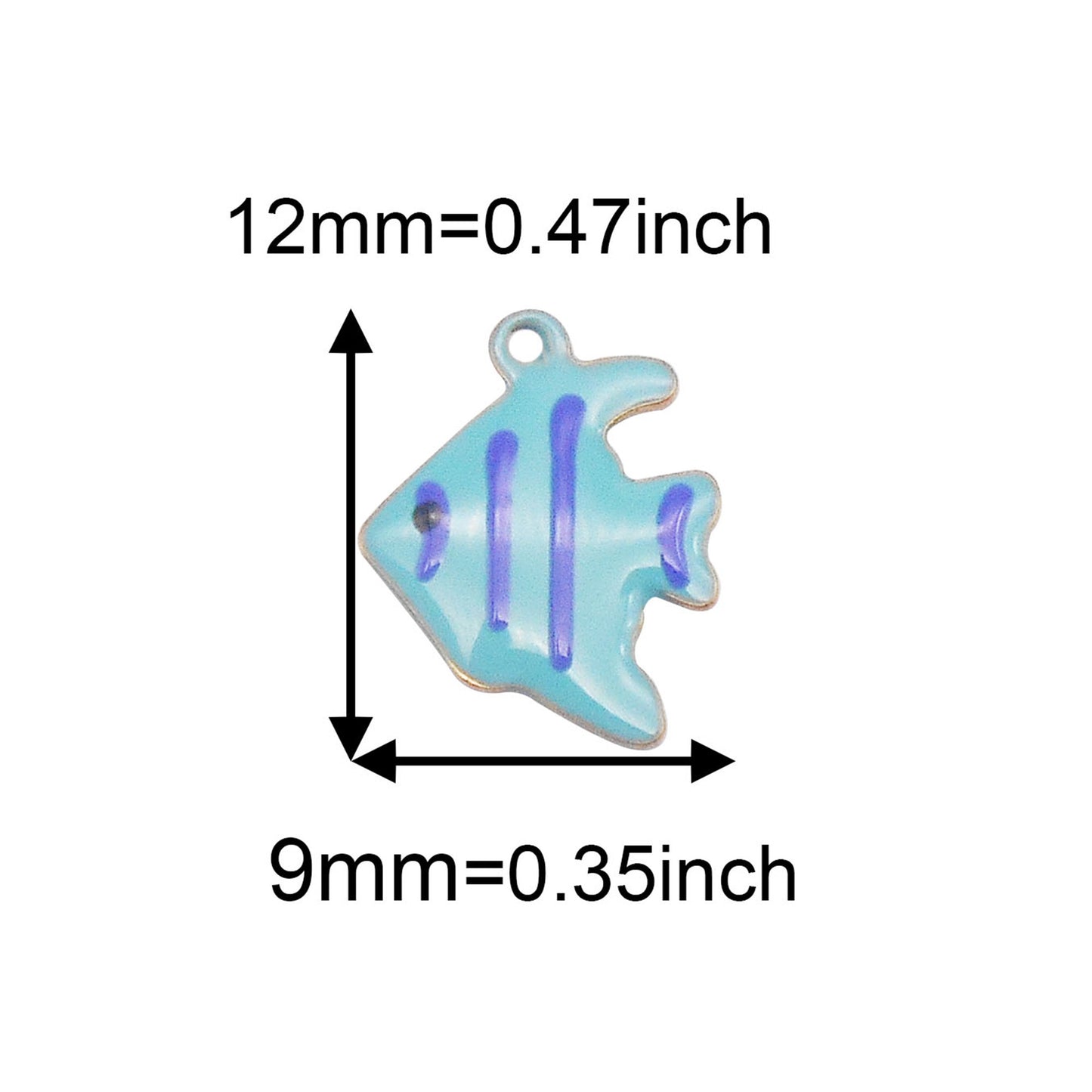 3Pcs Enamel Sea Fish Charm 12x9mm Brass Angelfish Pendants Double-Sided Dangle for Jewelry Making Accessories, DIY Crafts Supplies, Phone Chain Decor
