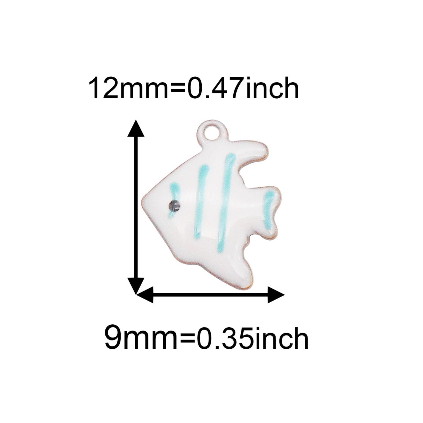 3Pcs Enamel Sea Fish Charm 12x9mm Brass Angelfish Pendants Double-Sided Dangle for Jewelry Making Accessories, DIY Crafts Supplies, Phone Chain Decor