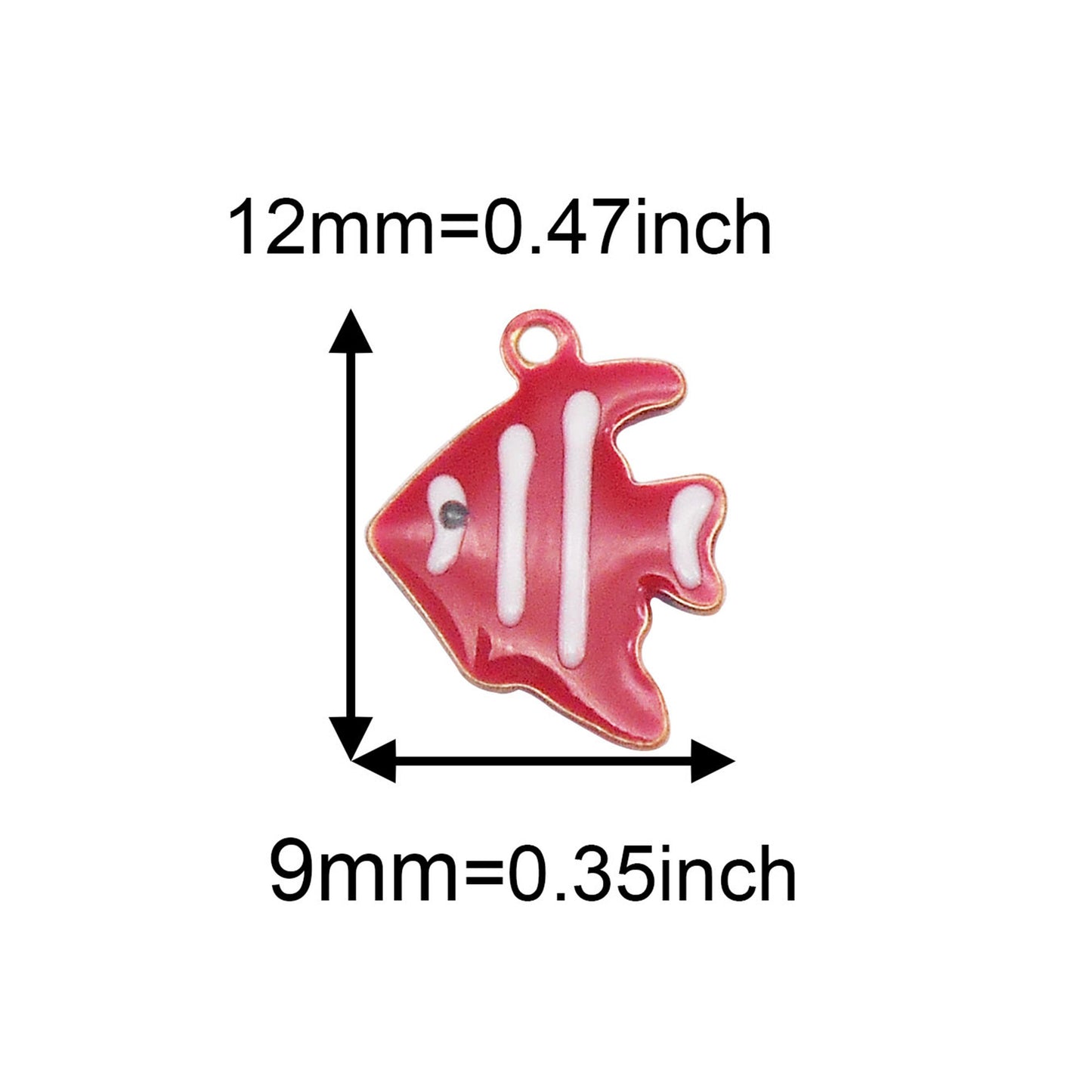 3Pcs Enamel Sea Fish Charm 12x9mm Brass Angelfish Pendants Double-Sided Dangle for Jewelry Making Accessories, DIY Crafts Supplies, Phone Chain Decor