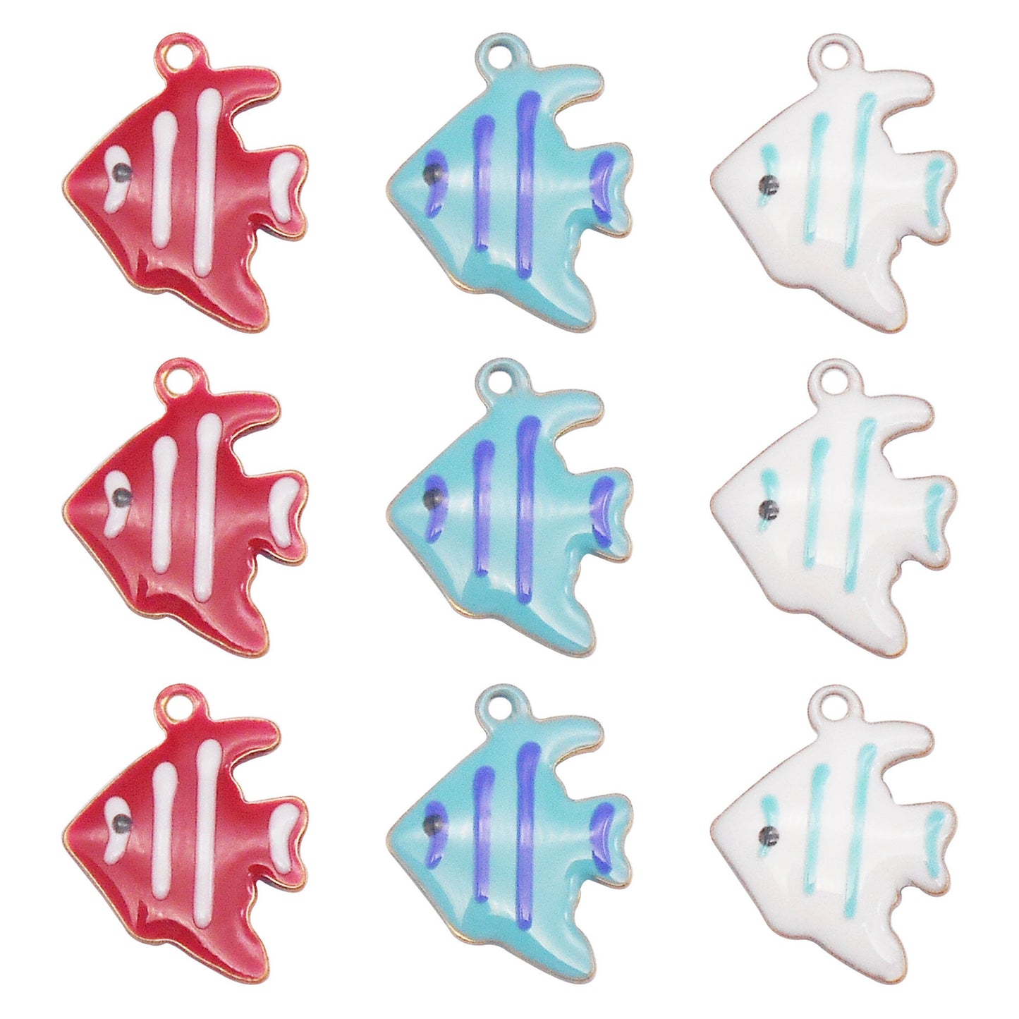 3Pcs Enamel Sea Fish Charm 12x9mm Brass Angelfish Pendants Double-Sided Dangle for Jewelry Making Accessories, DIY Crafts Supplies, Phone Chain Decor