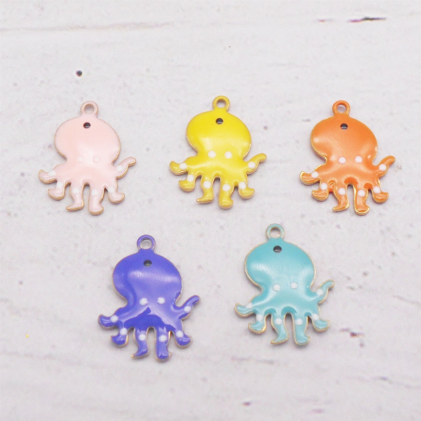 5Pcs Double-Sided Enamel Octopus Charms 14x11mm Brass Sea Creature Pendant for DIY Necklace Bracelet Earrings Jewelry Accessories, Crafts Decor
