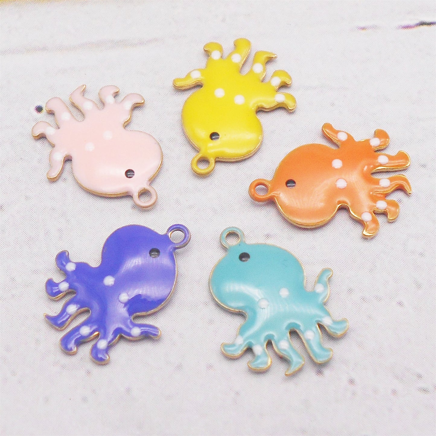 5Pcs Double-Sided Enamel Octopus Charms 14x11mm Brass Sea Creature Pendant for DIY Necklace Bracelet Earrings Jewelry Accessories, Crafts Decor