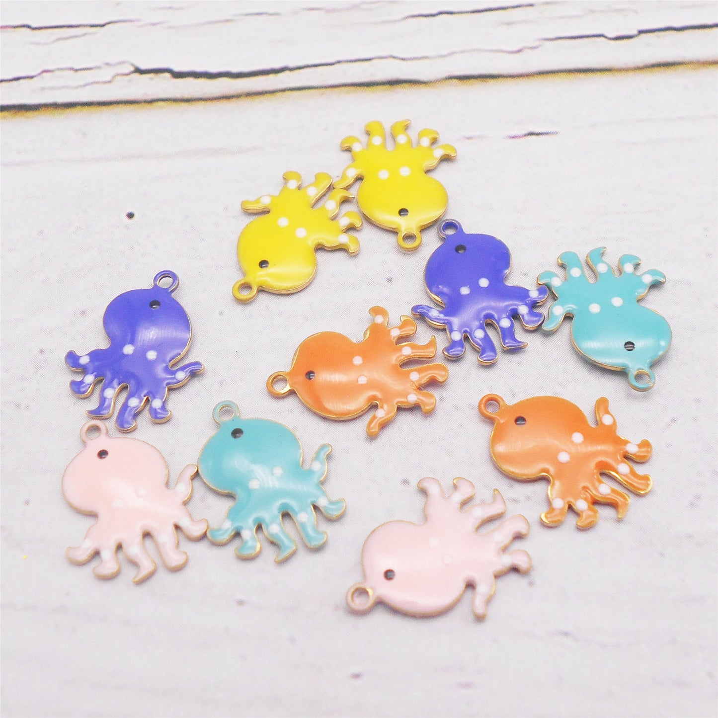 5Pcs Double-Sided Enamel Octopus Charms 14x11mm Brass Sea Creature Pendant for DIY Necklace Bracelet Earrings Jewelry Accessories, Crafts Decor