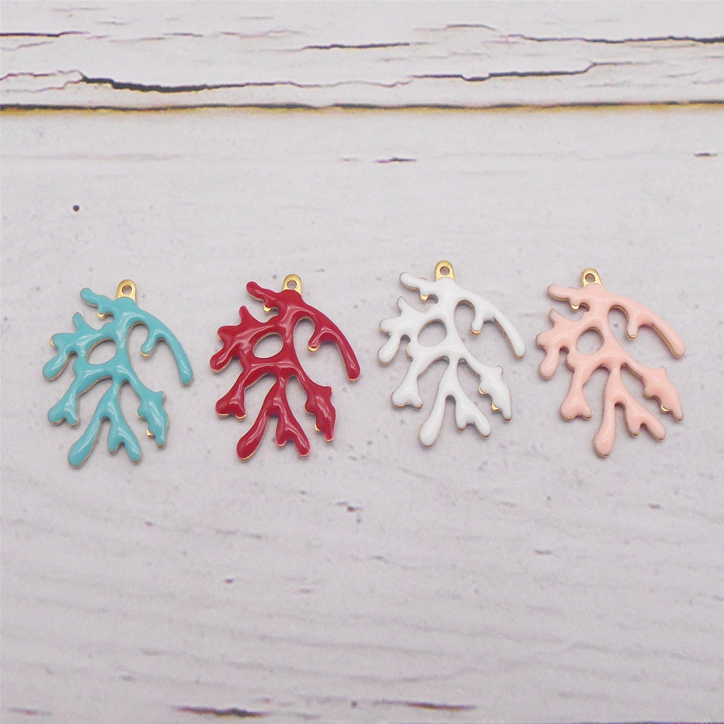 4Pcs 20x15mm Imitation Coral Charms Brass Enamel Coral Branch Shape Pendant DIY Jewelry Accessories for Necklace Bracelet Earrings Making