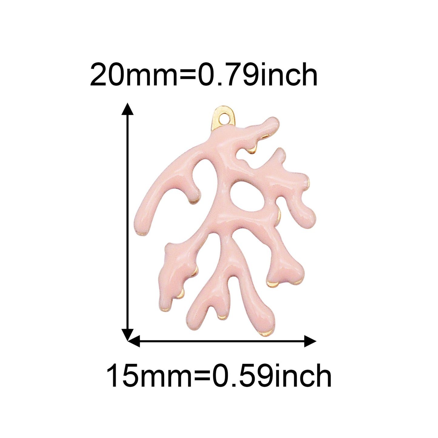 4Pcs 20x15mm Imitation Coral Charms Brass Enamel Coral Branch Shape Pendant DIY Jewelry Accessories for Necklace Bracelet Earrings Making