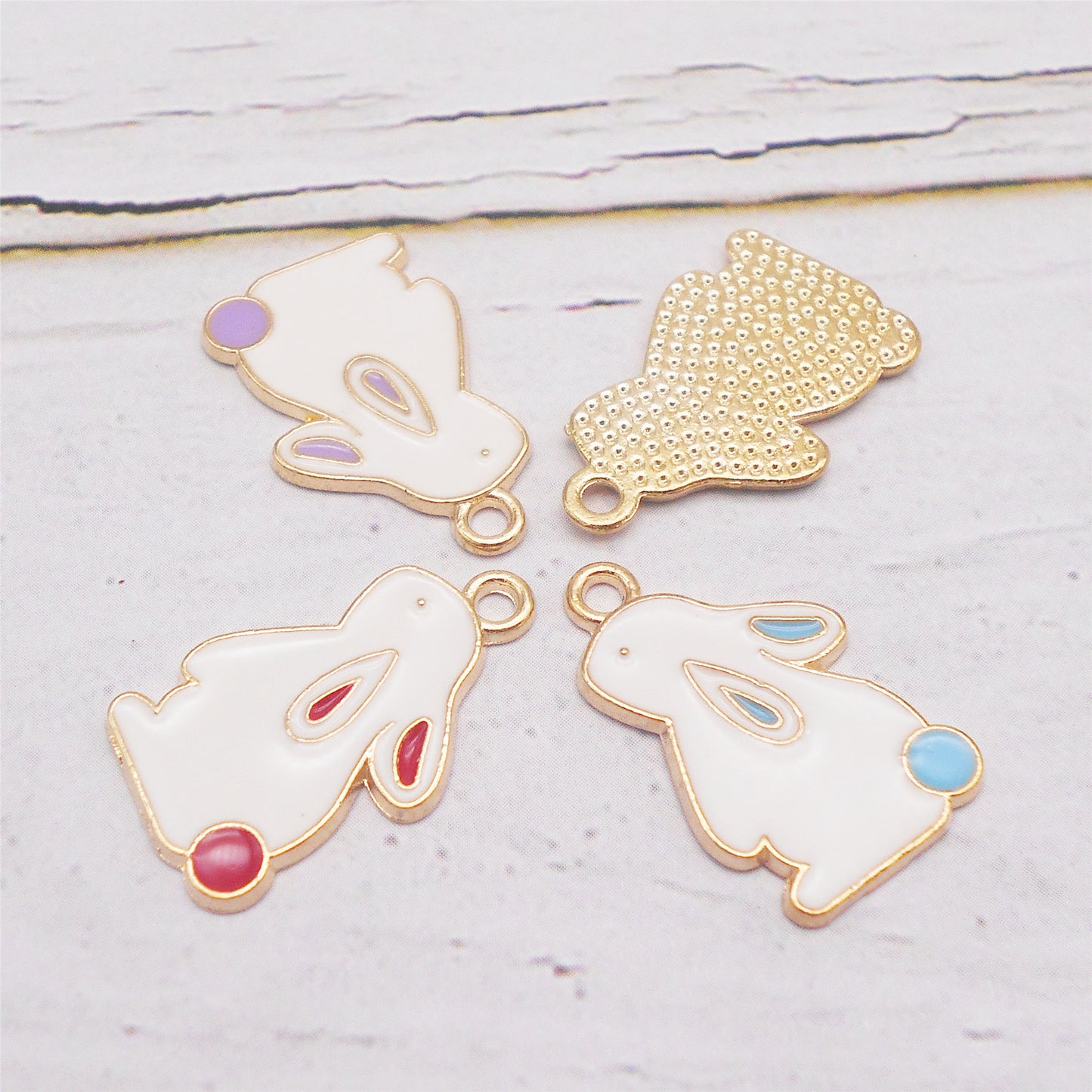 8Pcs Cute Enamel Bunny Charm 22x14mm Head-Up Rabbit Pendant Metal Material Jewelry Accessories for Necklace Earrings Making, DIY Crafts Decor