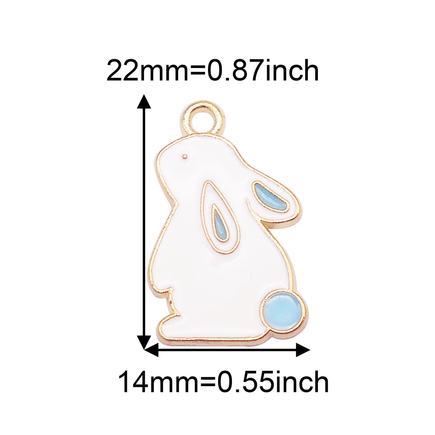 8Pcs Cute Enamel Bunny Charm 22x14mm Head-Up Rabbit Pendant Metal Material Jewelry Accessories for Necklace Earrings Making, DIY Crafts Decor