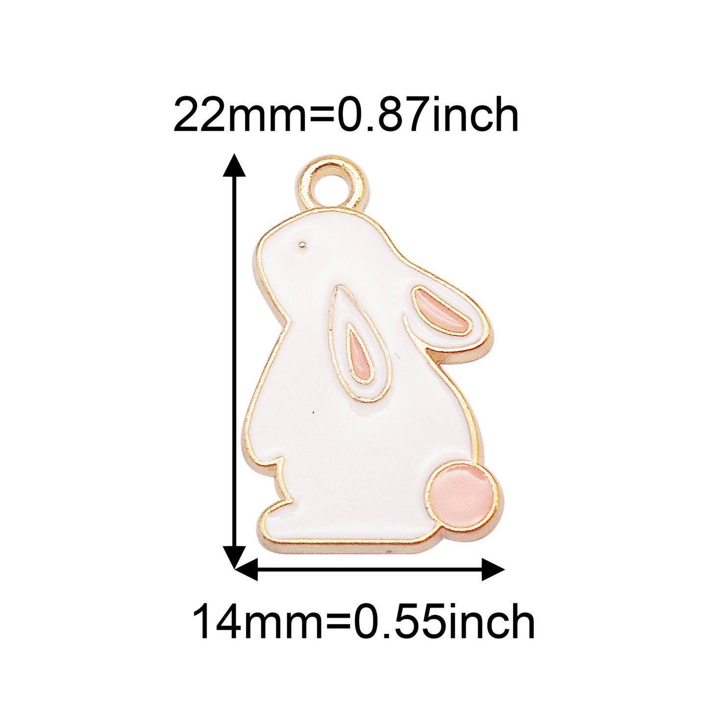 8Pcs Cute Enamel Bunny Charm 22x14mm Head-Up Rabbit Pendant Metal Material Jewelry Accessories for Necklace Earrings Making, DIY Crafts Decor