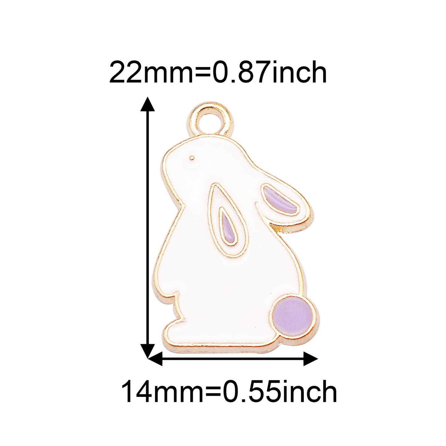 8Pcs Cute Enamel Bunny Charm 22x14mm Head-Up Rabbit Pendant Metal Material Jewelry Accessories for Necklace Earrings Making, DIY Crafts Decor
