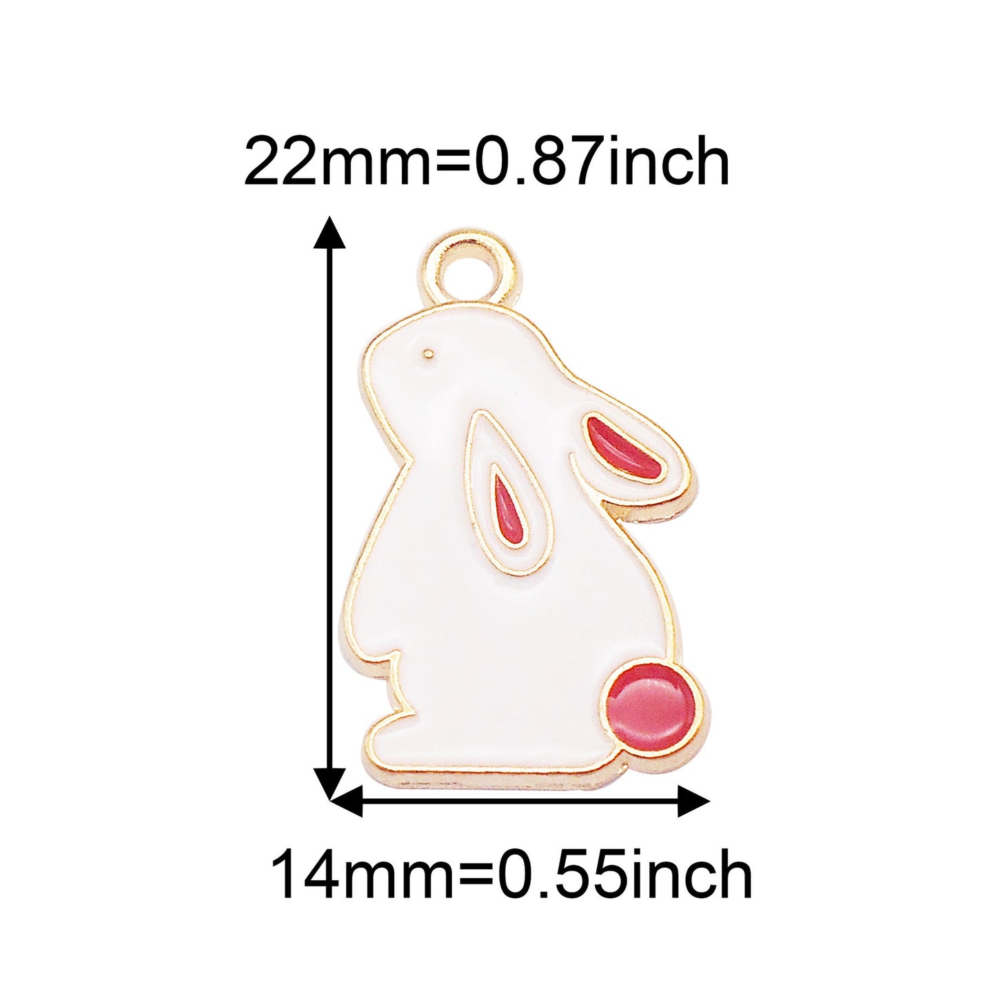 8Pcs Cute Enamel Bunny Charm 22x14mm Head-Up Rabbit Pendant Metal Material Jewelry Accessories for Necklace Earrings Making, DIY Crafts Decor