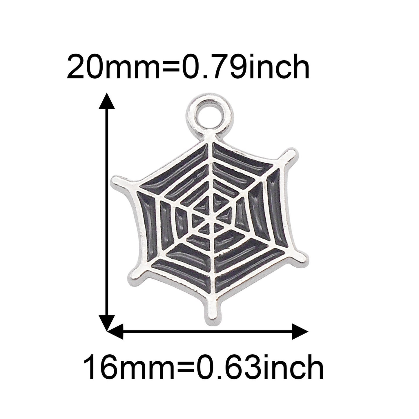 7pcs Alloy Enamel Spider Web Charms 20x16mm Halloween Cobweb Pendant for Jewelry Necklace Bracelet Making, DIY Crafts Keychain Phone Chain Decor