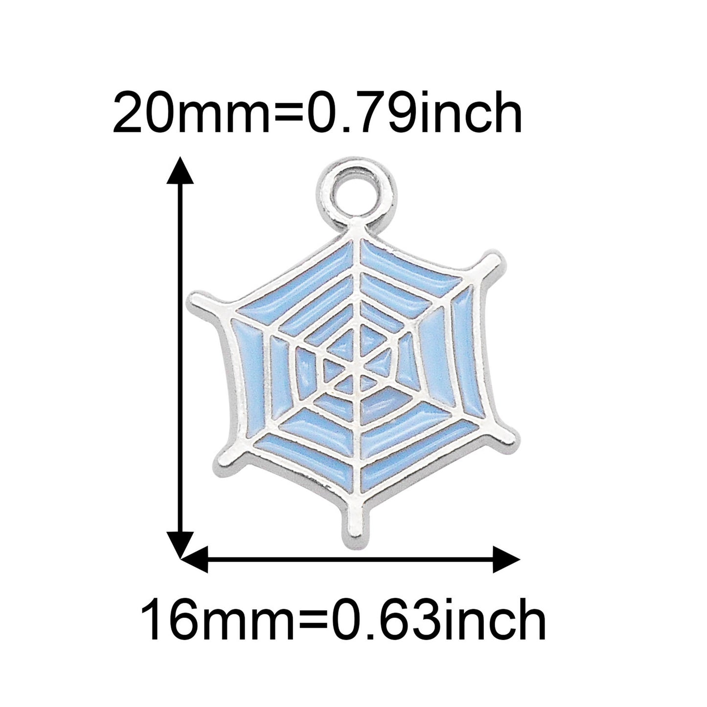 7pcs Alloy Enamel Spider Web Charms 20x16mm Halloween Cobweb Pendant for Jewelry Necklace Bracelet Making, DIY Crafts Keychain Phone Chain Decor