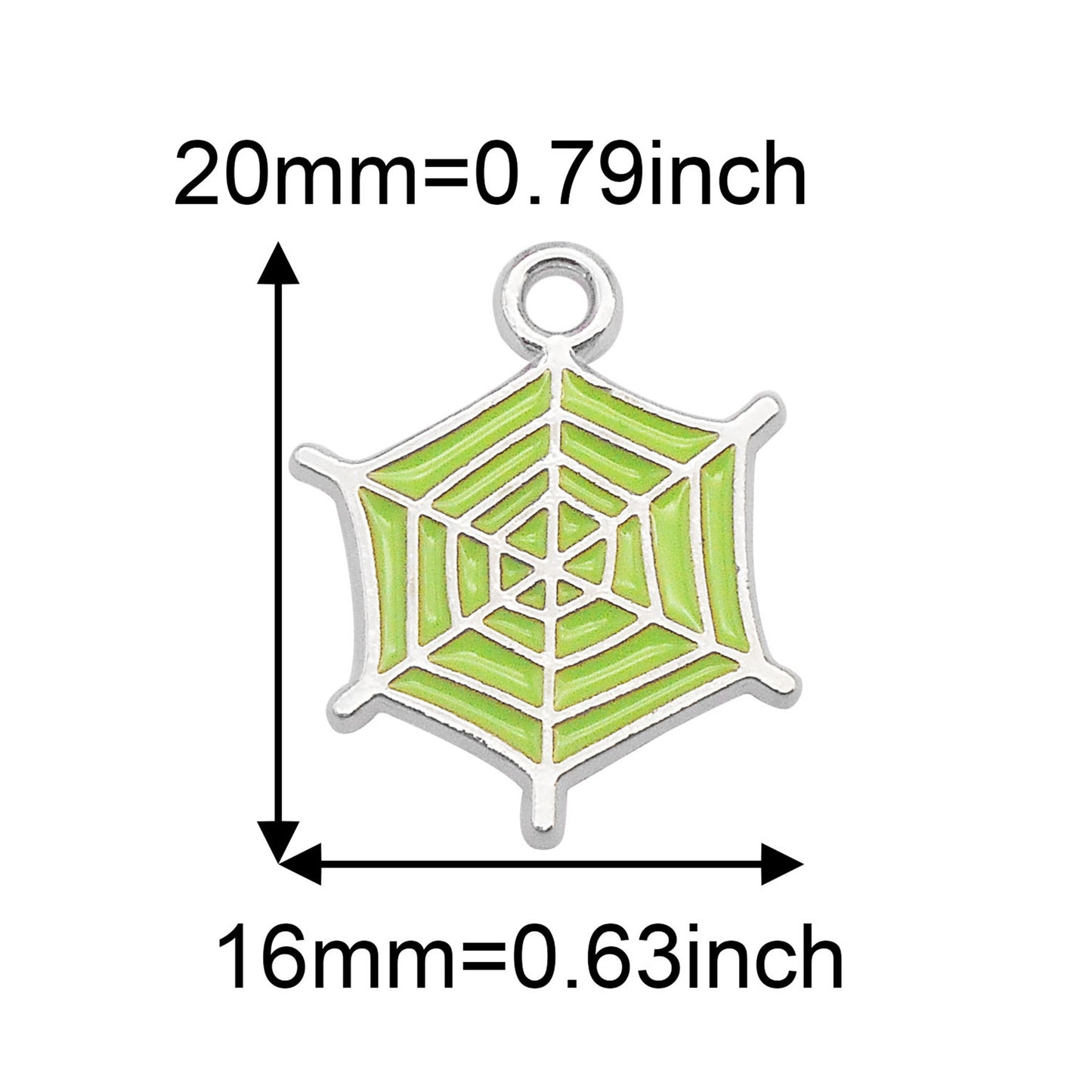 7pcs Alloy Enamel Spider Web Charms 20x16mm Halloween Cobweb Pendant for Jewelry Necklace Bracelet Making, DIY Crafts Keychain Phone Chain Decor