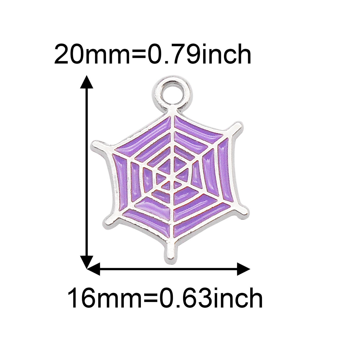 7pcs Alloy Enamel Spider Web Charms 20x16mm Halloween Cobweb Pendant for Jewelry Necklace Bracelet Making, DIY Crafts Keychain Phone Chain Decor