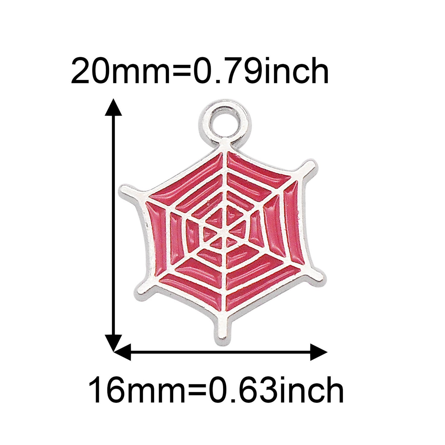 7pcs Alloy Enamel Spider Web Charms 20x16mm Halloween Cobweb Pendant for Jewelry Necklace Bracelet Making, DIY Crafts Keychain Phone Chain Decor