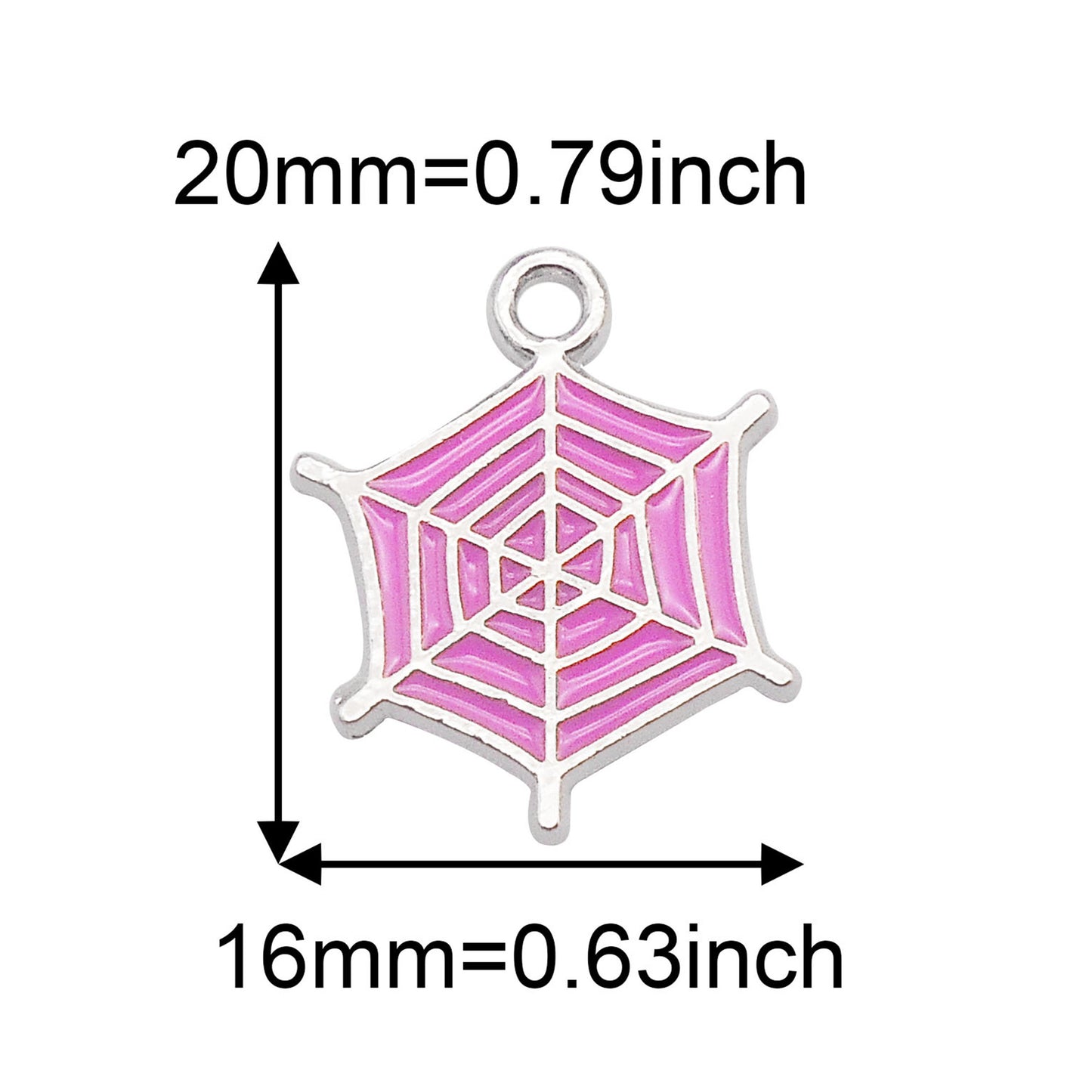 7pcs Alloy Enamel Spider Web Charms 20x16mm Halloween Cobweb Pendant for Jewelry Necklace Bracelet Making, DIY Crafts Keychain Phone Chain Decor