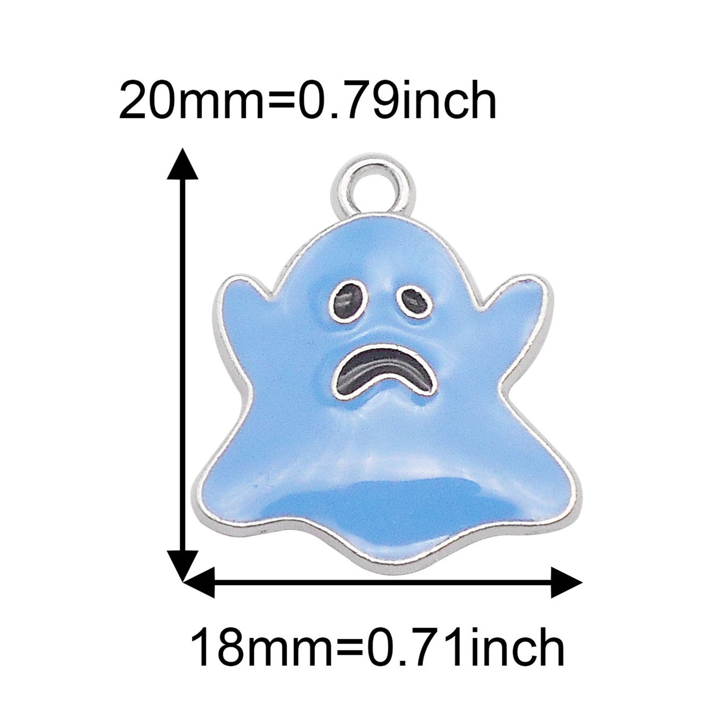 6Pcs Cute Halloween Boo Ghost Charms 20x18mm Alloy Enamel Ghost Pendant DIY Jewelry Accessories for Necklace Earrings Bracelet Making Key Ring Dangle Decor