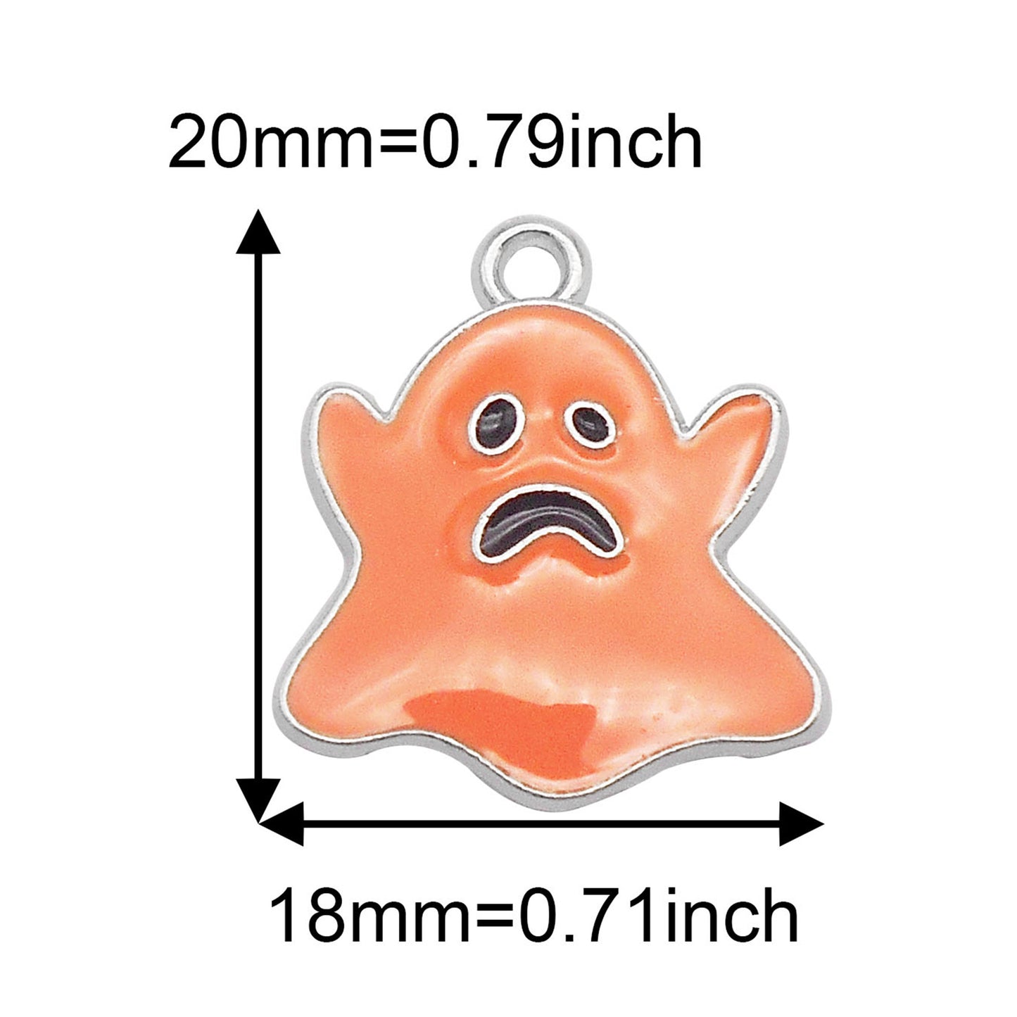 6Pcs Cute Halloween Boo Ghost Charms 20x18mm Alloy Enamel Ghost Pendant DIY Jewelry Accessories for Necklace Earrings Bracelet Making Key Ring Dangle Decor