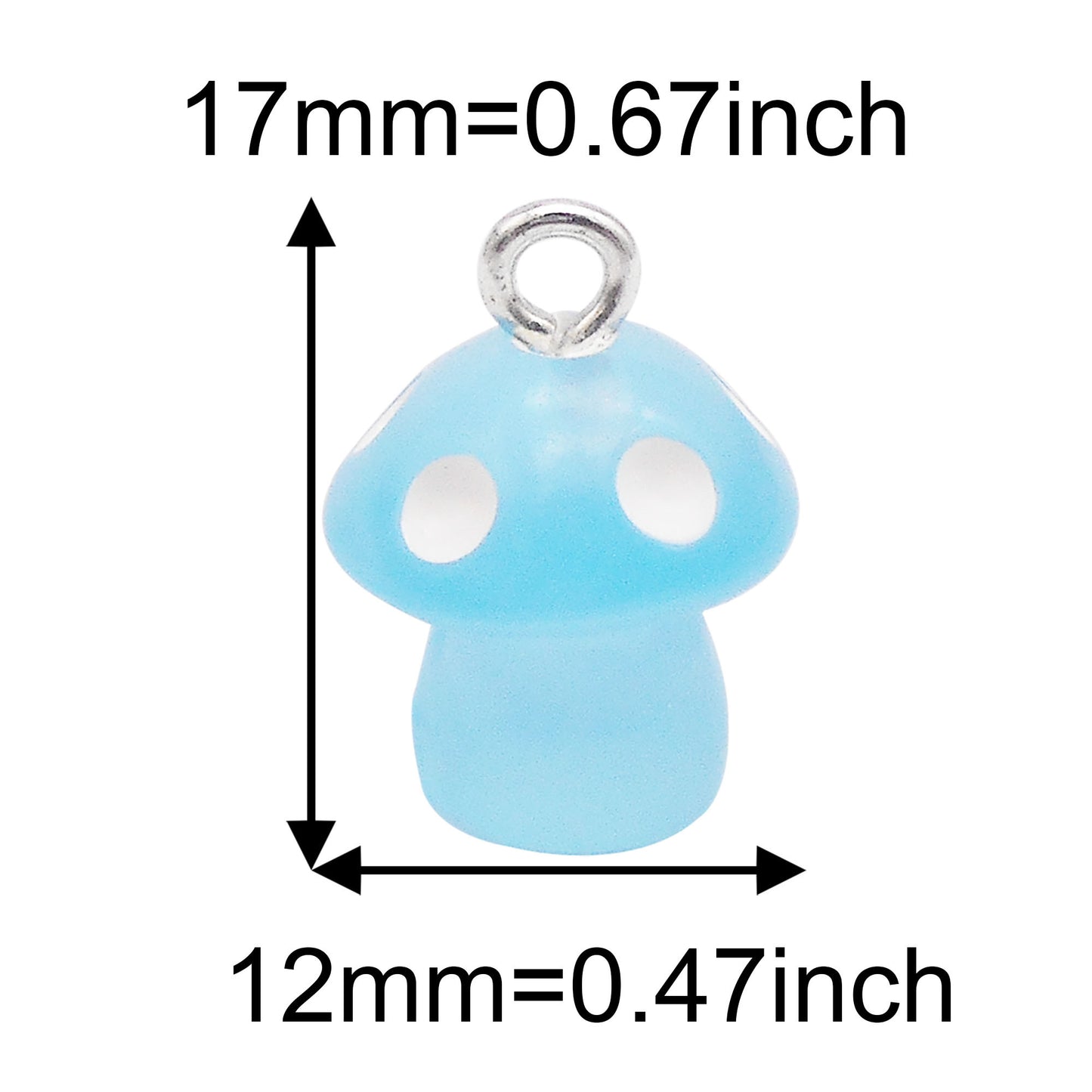 20Pcs Transparent Resin 3D Mushroom Charms 17x12mm Glow in The Dark Design Pendant for Earrings Jewelry Making DIY Crafts Decor