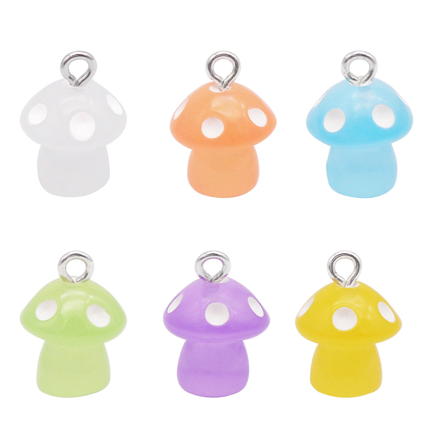 20Pcs Transparent Resin 3D Mushroom Charms 17x12mm Glow in The Dark Design Pendant for Earrings Jewelry Making DIY Crafts Decor