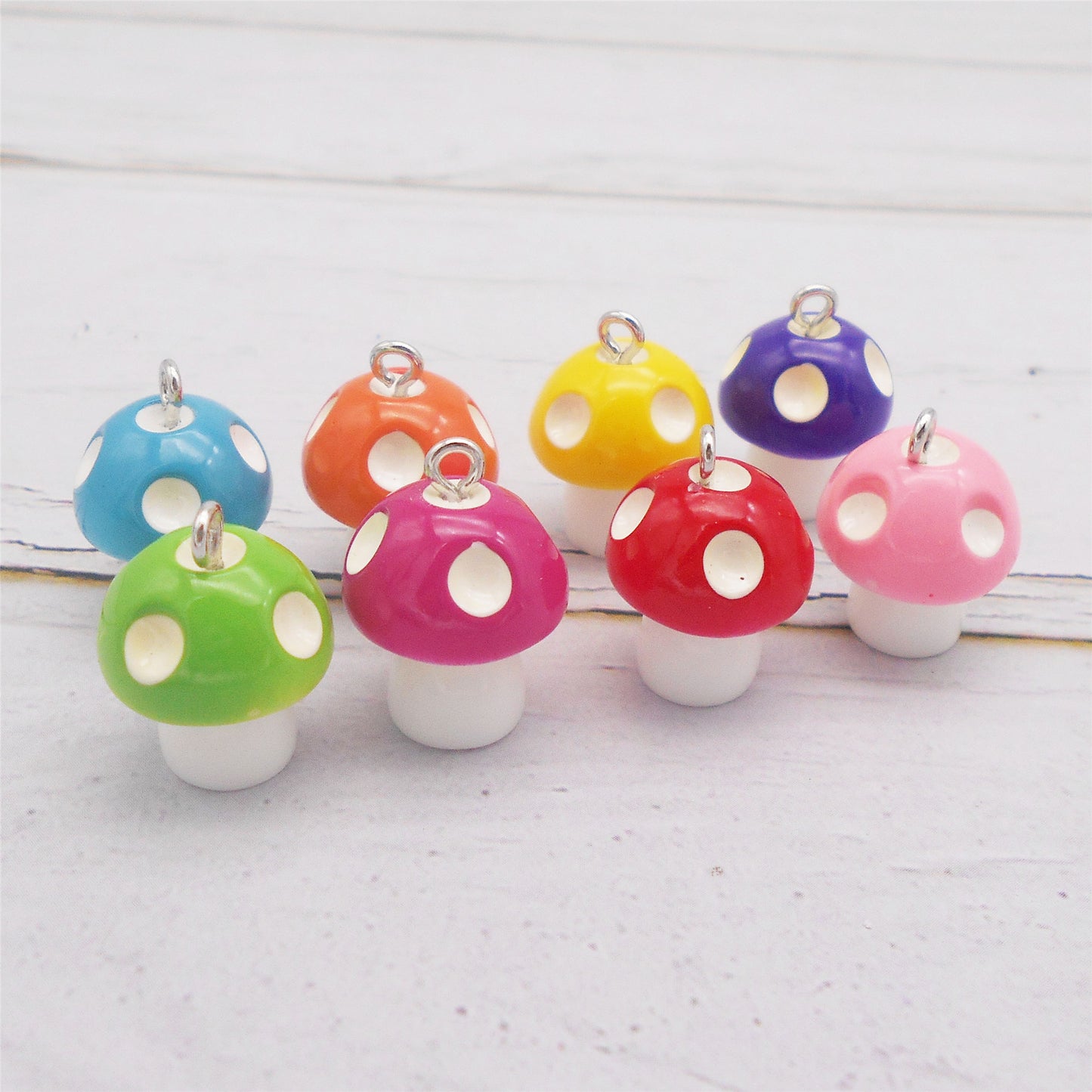 8Pcs 3D Mushroom Charms 20x15mm Resin Pendants for DIY Jewelry Making, Earrings Necklace Bracelet Craft Supplies, Keychain Dangle Decor