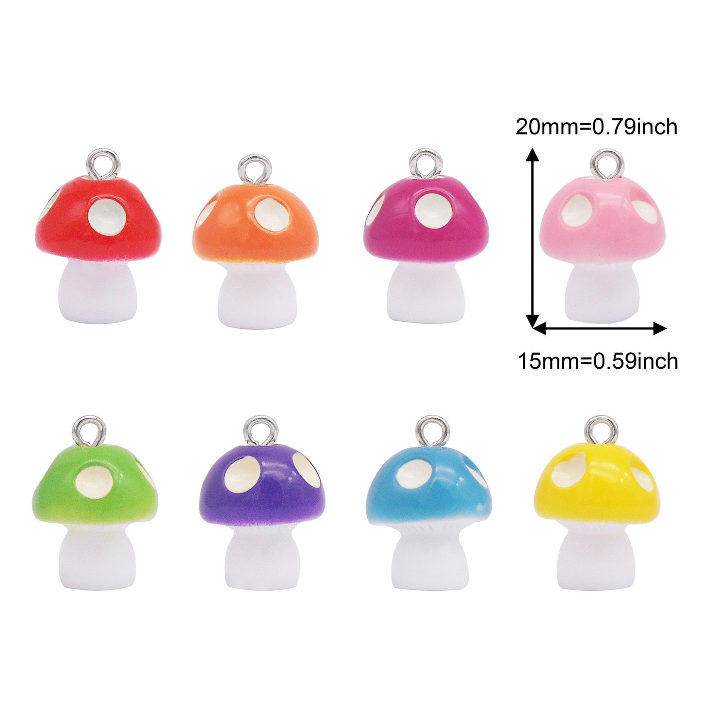 8Pcs 3D Mushroom Charms 20x15mm Resin Pendants for DIY Jewelry Making, Earrings Necklace Bracelet Craft Supplies, Keychain Dangle Decor