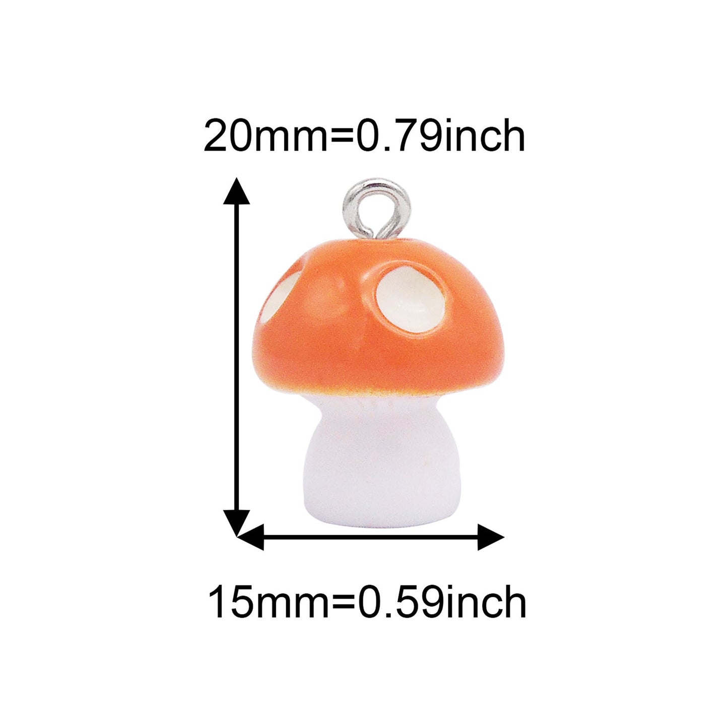 8Pcs 3D Mushroom Charms 20x15mm Resin Pendants for DIY Jewelry Making, Earrings Necklace Bracelet Craft Supplies, Keychain Dangle Decor
