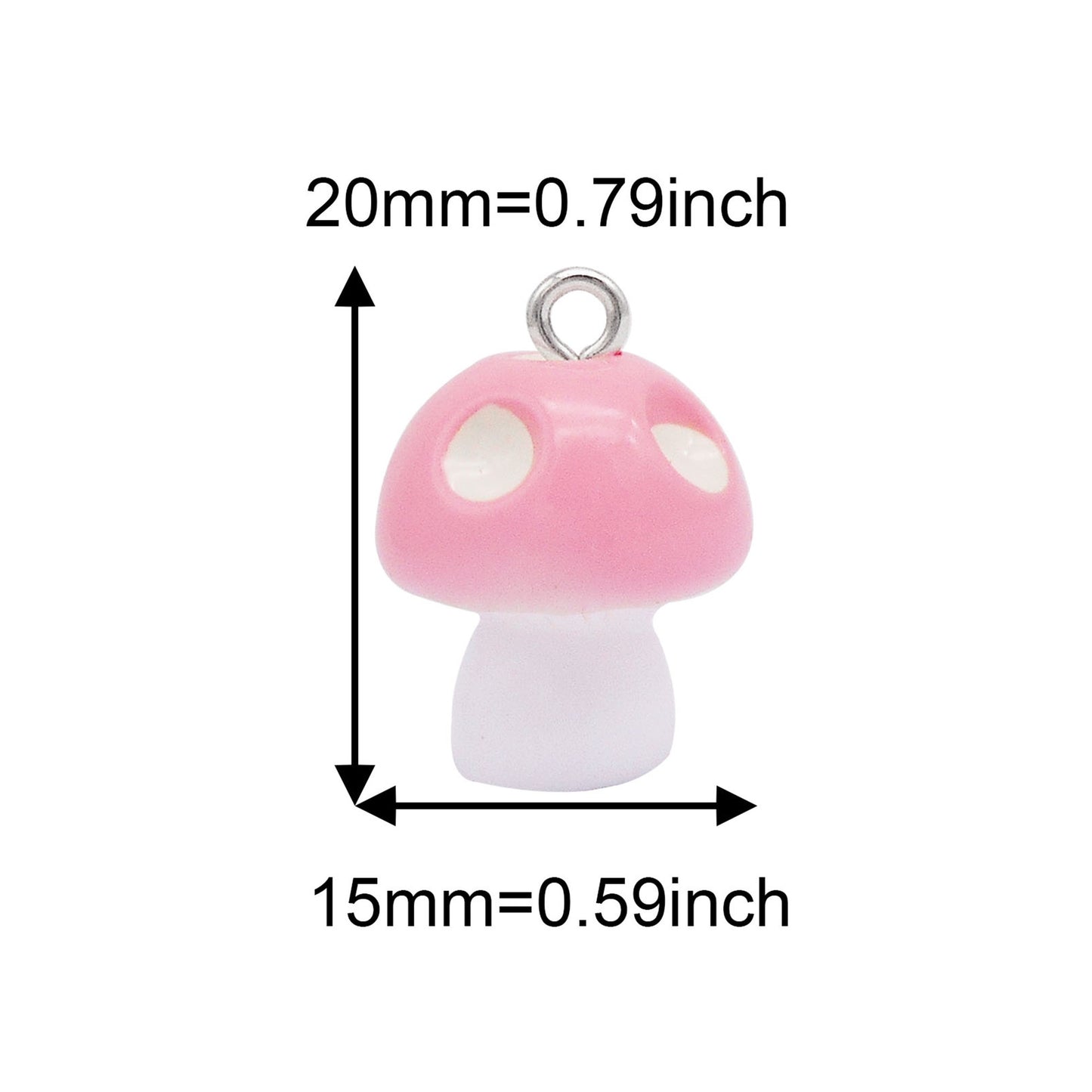 8Pcs 3D Mushroom Charms 20x15mm Resin Pendants for DIY Jewelry Making, Earrings Necklace Bracelet Craft Supplies, Keychain Dangle Decor