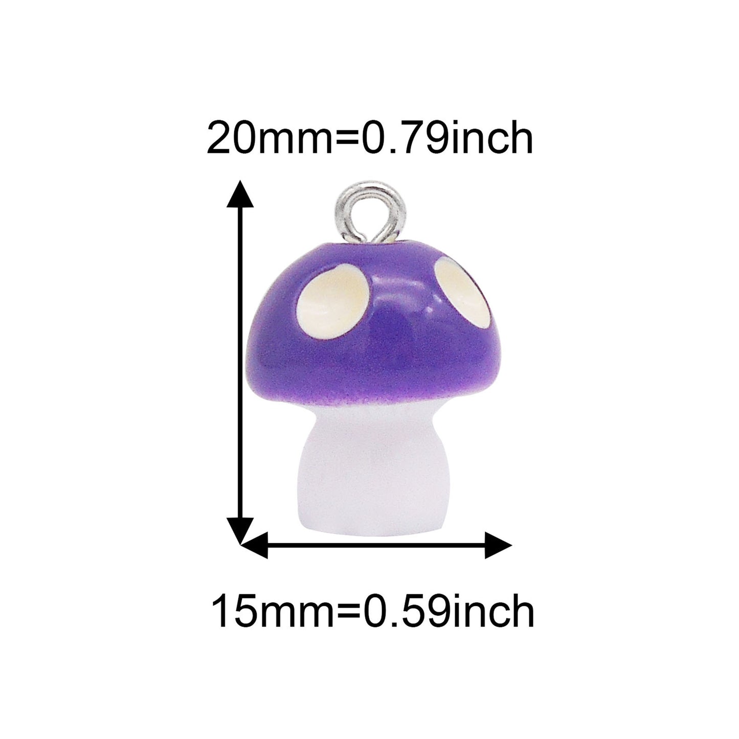 8Pcs 3D Mushroom Charms 20x15mm Resin Pendants for DIY Jewelry Making, Earrings Necklace Bracelet Craft Supplies, Keychain Dangle Decor