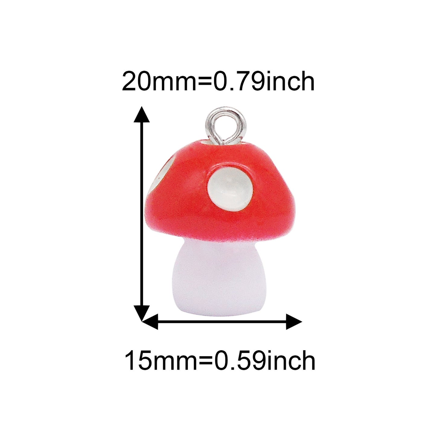 8Pcs 3D Mushroom Charms 20x15mm Resin Pendants for DIY Jewelry Making, Earrings Necklace Bracelet Craft Supplies, Keychain Dangle Decor