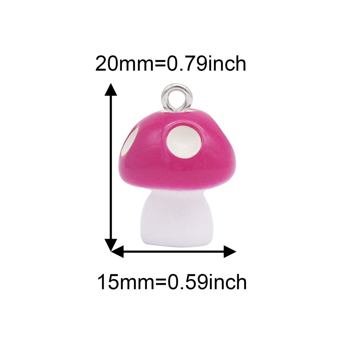 8Pcs 3D Mushroom Charms 20x15mm Resin Pendants for DIY Jewelry Making, Earrings Necklace Bracelet Craft Supplies, Keychain Dangle Decor