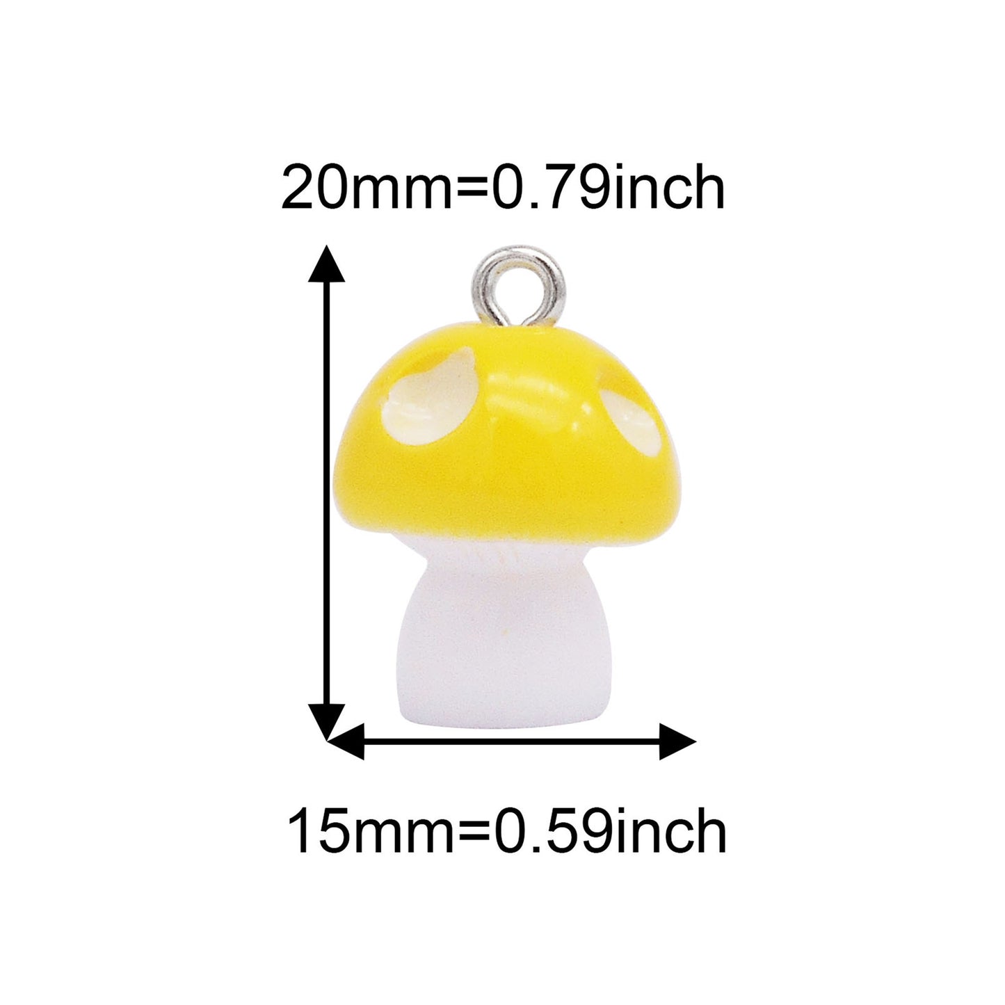 8Pcs 3D Mushroom Charms 20x15mm Resin Pendants for DIY Jewelry Making, Earrings Necklace Bracelet Craft Supplies, Keychain Dangle Decor