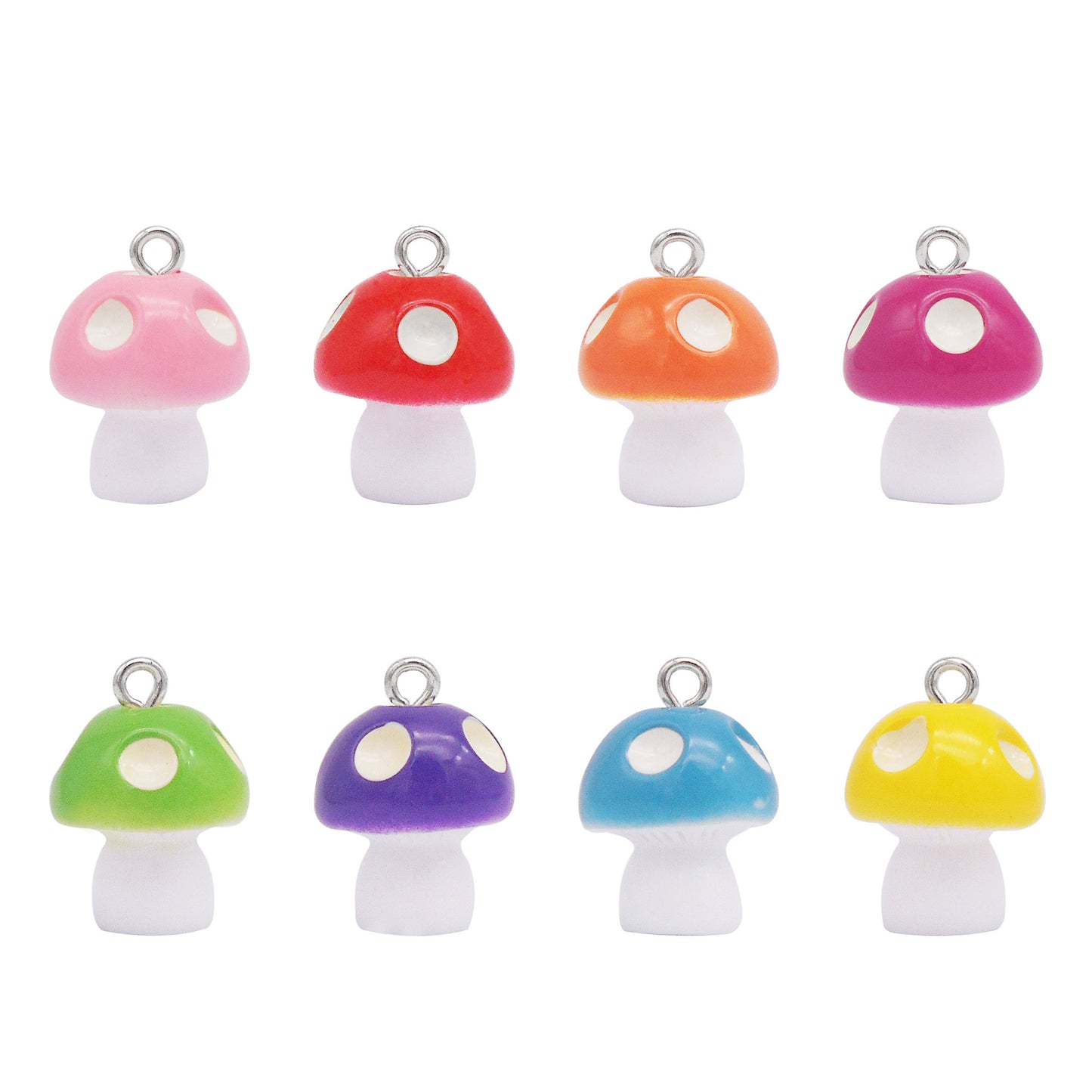 8Pcs 3D Mushroom Charms 20x15mm Resin Pendants for DIY Jewelry Making, Earrings Necklace Bracelet Craft Supplies, Keychain Dangle Decor