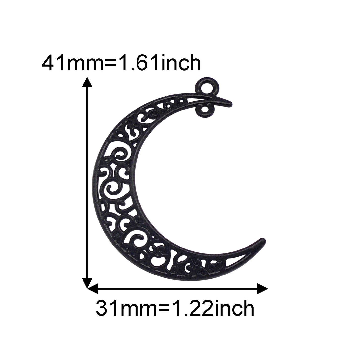6Pcs Electroplating Halloween Charm Black Alloy Moon Bat Skull Pendant for Necklace Jewelry Making DIY Crafts Decor