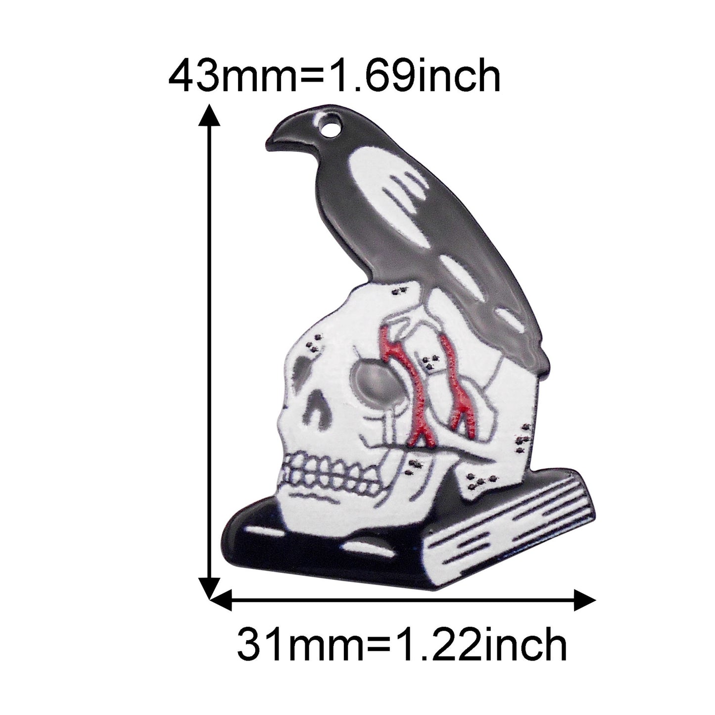 6PCS 43x31mm Acrylic Skull & Raven Pendant Charms for Halloween Theme Jewelry Making, DIY Crafts Supplies, Halloween Party Decoration