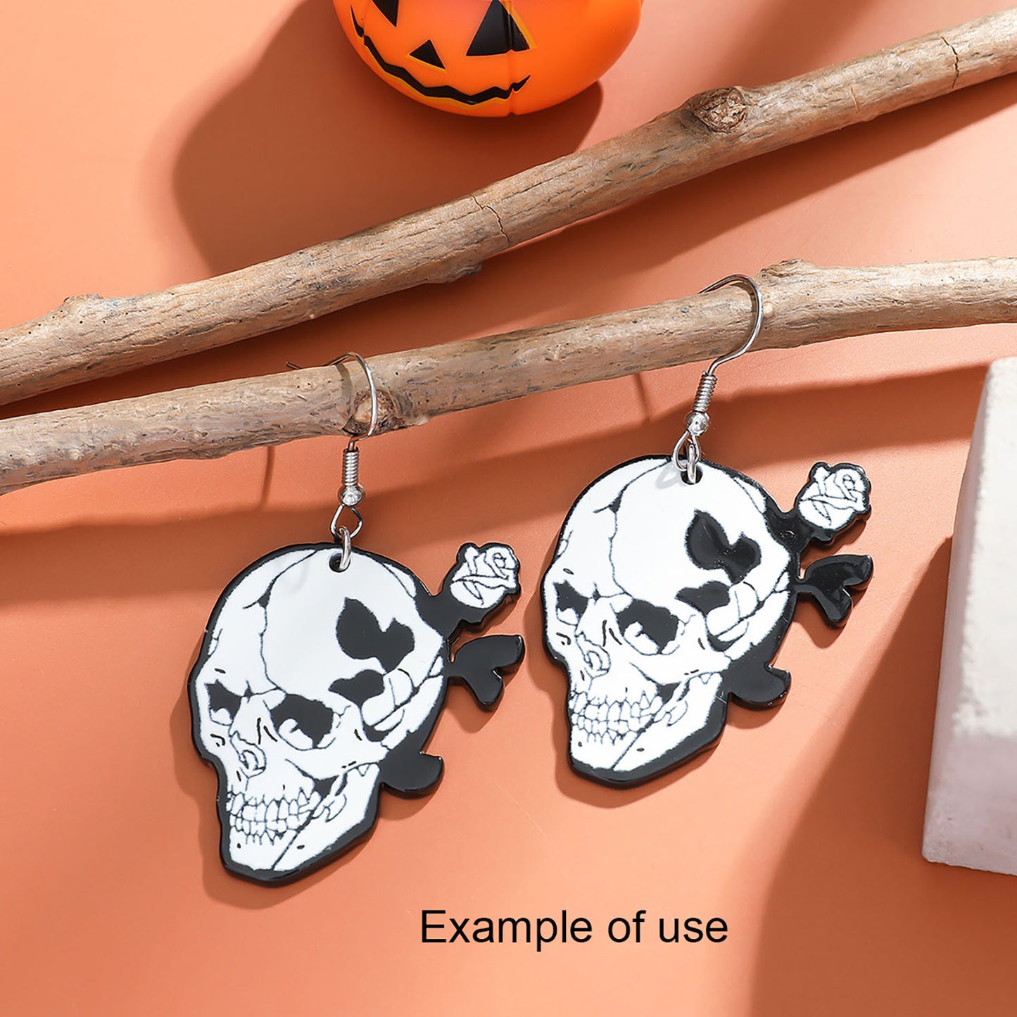 6PCS Mixed Halloween Theme Charms Acrylic Skeleton Skull Pendants for Necklace Earrings Bracelet Making DIY Crafts Keychain Keyring Decoration